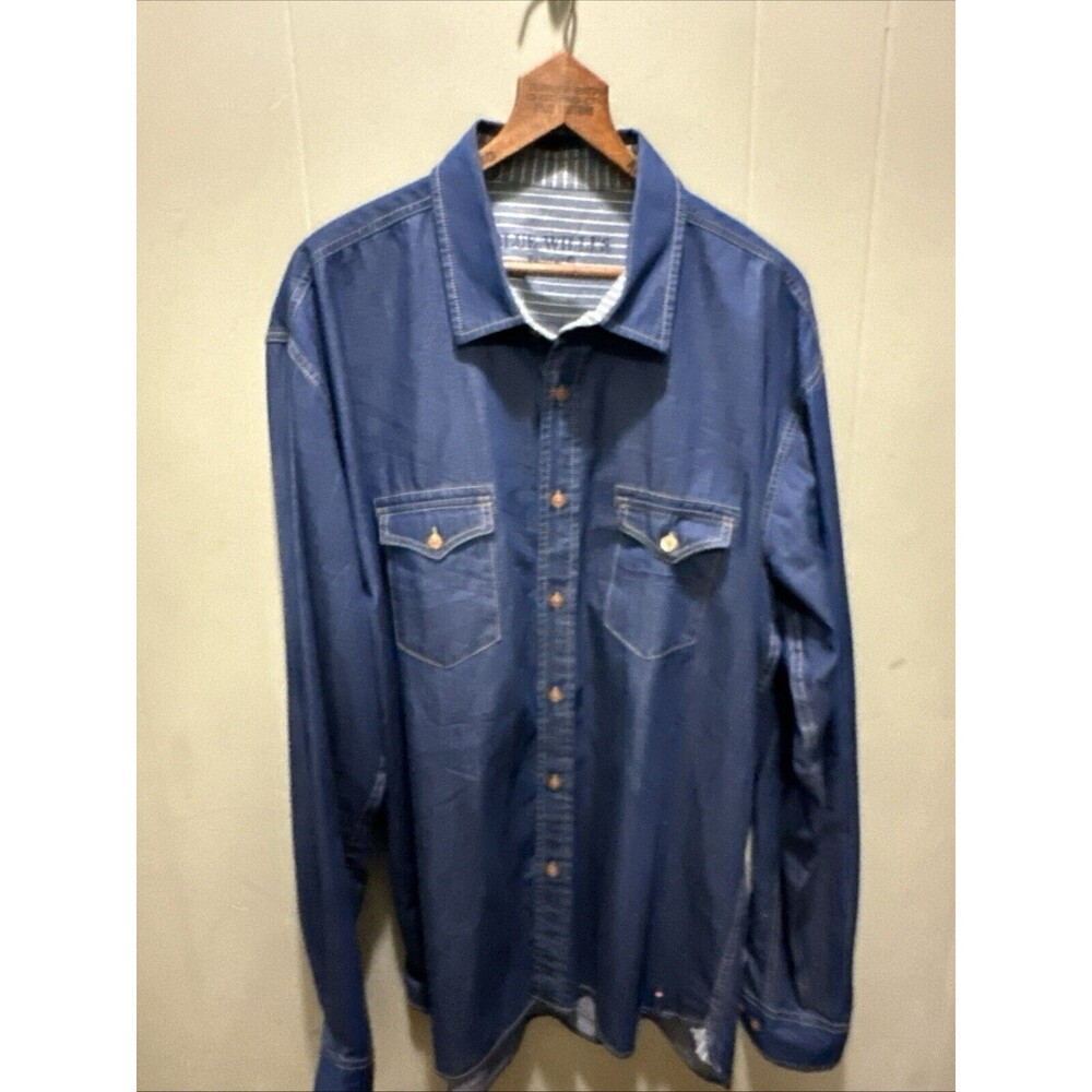 Blue Willi’s Denmark Men’s Light Denim Button Up Long Sleeve Shirt Sz XL